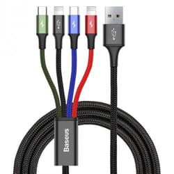 Baseus KB2L435A12BK mobile phone cable Black, Blue, Green, Red 1.2 m USB A 2 x Lightning + micro-USB B + USB C