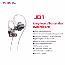 FiiO/JadeAudio JD1 High Performance Dynamic Driver HIFI Bass stereo in Ear Monitor Headphones Sport Gaming Earbuds with Mic Black