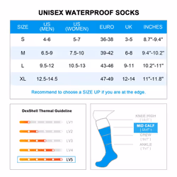 DexShell Waterproof Socks Hiking Trekking Merino Terry Loop Inner Extreme Cold Weather For Men and Women Hytherm Pro  Tangelo Red Stripe  Mi