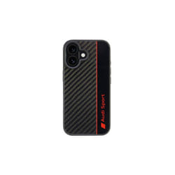 Audi Carbon Fiber Sports Red Stripe Hardcase with MagSafe for iPhone 16 6.1" Black - AUS-TPUPCIP-16-R8/D1-BK