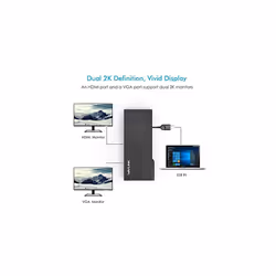 Laptop Docking Station WAVLINK USB 30 Universal Laptop Docking Station Dual Video with HDMI up to 2560x1440 and VGA 1920x1200 Gigabit Ethernet USB30