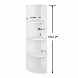 4 Tier Corner Shelf Freestanding Storage Shelves Wooden Bookcase Kitchen Bedroom Living Room Office White LBC42WT - Additional view 4