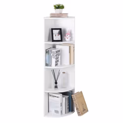 4 Tier Corner Shelf Freestanding Storage Shelves Wooden Bookcase Kitchen Bedroom Living Room Office White LBC42WT - Additional view 5