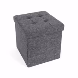 Songmics LSF27Z, Pouffe/ottoman, Square, Grey, Linen, MDF, Adults & Children, 40 L