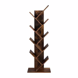 Vasagle Tree Bookshelf, Freestanding, Particle board, Brown, Living room, Office, 10 kg, 9 shelves