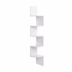 Vasagle LBC20WT, Shelving unit, Wall-mounted, Corner cabinet, 5 shelves, White, Matt