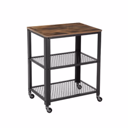 Vasagle Kitchen Cart Trolley, Rectangular, Black, Brown, Steel, 600 mm, 400 mm, 765 mm