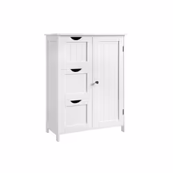 Vasagle Bathroom Cabinet with 3 Large Drawers, White, Free standing, 1 door(s), Hinged door, 300 mm, 600 mm