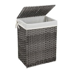 Songmics Gray Handwoven Laundry Basket