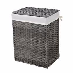 Songmics Gray Handwoven Laundry Basket
