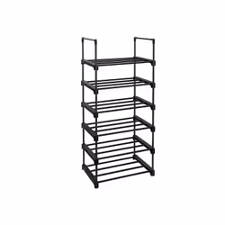 Songmics Iron Shoe Storage Organizer, Open, Black, Iron, Plastic, 6 shelves, 300 mm, 1060 mm