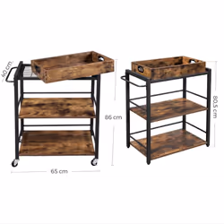 Vasagle Bar Trolley With Tray - Additional view 4