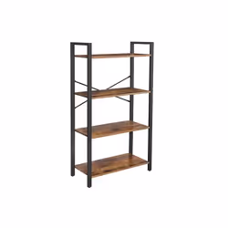 Vasagle Living Room Standing 4-Tier Bookcase, Black, Brown, 4 shelves, Particle board, Particle board, Black, 300 mm