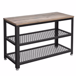 Vasagle 3-Tier Shoe Rack, Freestanding, Particle board, Steel, Black, Grey, Corridor, Wardrobe, 90 kg, 3 shelves
