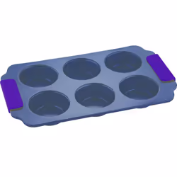 Bergner 6 Cup Purple Non-Stick Muffin Tray & Silicone Handle