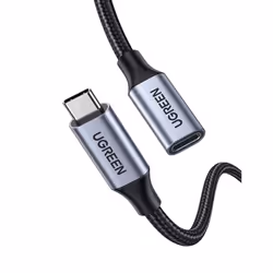 Ugreen USB-C 3.1 Extension Cable, 1 m, USB C, USB C, USB 3.2 Gen 2 (3.1 Gen 2), 10 Gbit/s, Black, Grey