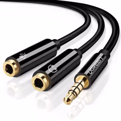 Ugreen 30620, 3.5mm, Male, 2 x 3.5mm, Female, 0.15 m, Black