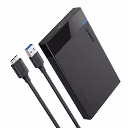 Ugreen 30848, HDD/SSD enclosure, 2.5", Serial ATA, Serial ATA II, Serial ATA III, 5 Gbit/s, USB connectivity, Black