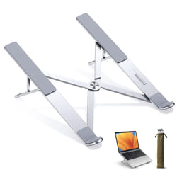 Laptop Stand for Desk Adjustable, MacBook Stand, Portable Aluminium Laptop Riser for Desk with Carry Bag, Folding Laptop Stand for 8-17.3 inch Laptops