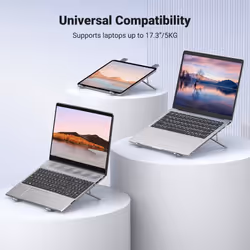 Laptop Stand for Desk Adjustable, MacBook Stand, Portable Aluminium Laptop Riser for Desk with Carry Bag, Folding Laptop Stand for 8-17.3 inch Laptops