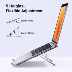 Laptop Stand for Desk Adjustable, MacBook Stand, Portable Aluminium Laptop Riser for Desk with Carry Bag, Folding Laptop Stand for 8-17.3 inch Laptops - Additional view 5