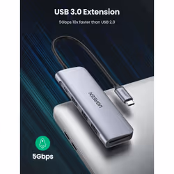 Ugreen 6-in-1 USB C PD USB 3.2 Gen 1 (3.1 Gen 1) Type-C Silver - Additional view 4