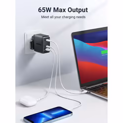 UGREEN 65W USB C Charger Plug 4-Port GaN Type C Fast Wall Power Adapter also Support 20W Compatible with MacBook, iPad Air...