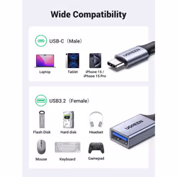 USB C to USB Adaptor Aluminum USB C Adapter OTG Cable Type C Male to USB 3.2 Female 10Gbps Transfer, Compatible with MacBook/iPad Air/Pro 2022 Galaxy - Additional view 6