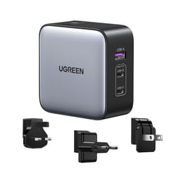 Ugreen 65W Nexode GaN Headset, Mobile phone, Laptop, Smartwatch, Tablet Grey USB Fast charging Indoor