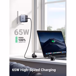 Ugreen 65W Nexode GaN Headset, Mobile phone, Laptop, Smartwatch, Tablet Grey USB Fast charging Indoor