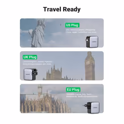 Ugreen 65W Nexode GaN Headset, Mobile phone, Laptop, Smartwatch, Tablet Grey USB Fast charging Indoor - Additional view 5
