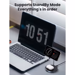 Wireless Charger 2-in-1 Magnetic Magsafe Charger Stand with USB-C Cable Compatible with iPhone 15/15 Plus/15 Pro/15 Pro Max/14/13/12, AirPods 3/2/Pro