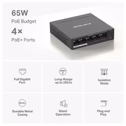 Mercusys 5-Port Gigabit Desktop Switch with 4-Port PoE+ - Additional view 4