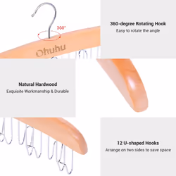 Belt Hanger Organizer for Closet: Ohuhu 12 Hooks Max 36 Belts Tie Rack Wooden Belt Holder for Storage 360 Degree Rotating Space Saver Organizer for Me