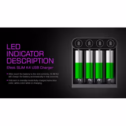 Efest SLIM K4 USB LED Battery Charger