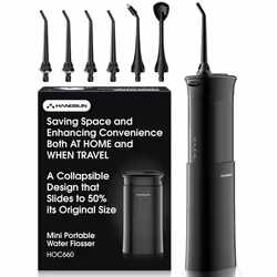 Water Flosser Cordless Travel Teeth Cleaner Portable Mini Dental Flossers, Electric Oral Irrigator with 6 Jet Tips, Home & Tr ...