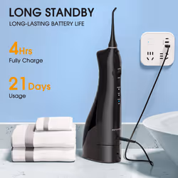 Water Flossers for Teeth Cordless Oral Irrigator Dental Water Jet HOC760 Electric Tooth Flosser with 8 Jet Tips 300ML Tank USB Rechargeable for Tavel