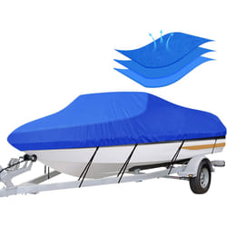 iCOVER Trailerable Boat Cover- 14'-16' Heavy Duty Waterproof Tarp Covers  Fits V-Hull  Fish&Ski  Pro-Style  Fishing  Runabout  Bass Boats  up to 14ft-