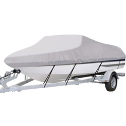 iCOVER Trailerable Boat Cover- 17'-19' Heavy Duty Waterproof Tarp Covers with Storage Bag  Fits V-Hull  Fish&Ski  Pro-Style  Fishing  Runabout  Bass B