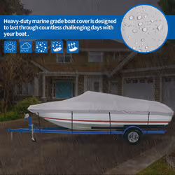 iCOVER Trailerable Boat Cover- 17'-19' Heavy Duty Waterproof Tarp Covers with Storage Bag  Fits V-Hull  Fish&Ski  Pro-Style  Fishing  Runabout  Bass B