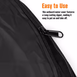 iCOVER Outboard Motor Covers  Trailerable Full Boat Engine Cover Waterproof Heavy Duty Oxford Fabric with Zipper  Fits 6-15HP Motors