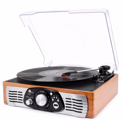 1byone Belt-Drive 3-Speed Stereo Turntable with Built in Speakers, Supports Vinyl to MP3 Recording, USB MP3 Playback, and RCA ...