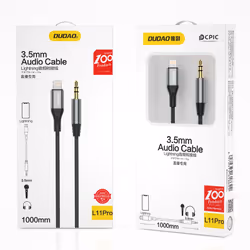 DUDAO audio cable Lightning - mini jack 3.5mm 1m gray L11PRO - Kabel - Audio/Multimedia Grey