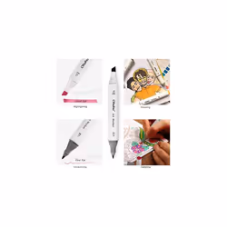 Alcohol Markers, Ohuhu 40 Colours Double Tipped Art Markers for Adults Coloring Illustrations, Alcohol-based Ink with 1 Blender + 1 Marker Case Chisel