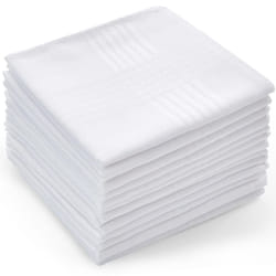 Ohuhu Handkerchiefs for Men  13 Pack 100% Soft Cotton Hankerchief Cotton Machine Wash White Pocket Square for Suit - 16'' x 16'' Mens Handkerchiefs Ha
