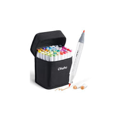 Brush Marker Pens 48 Colour, Ohuhu Dual Tip Brush & Chisel Sketch Art Pens for Artist, Students, Brush Markers for Sketching, Adult Coloring,