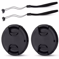 JJC 2-Pack 37mm Center Pinch Front Lens Cap Cover with Deluxe Lens Cap Keeper for Olympus Panasonic Canon Nikon and Other Bra ...