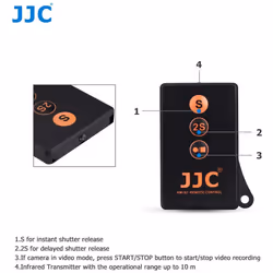 JJC Wireless Infrared IR Remote Control for Sony Alpha A6600 A6500 A1 A9II A9 A7RIV A7SIII NEX6 NEX7 A77 A99 Replacement of Sony RMT-DSLR2 & RMT-DSLR1