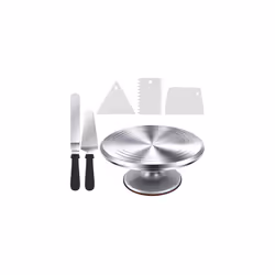 Cake Turntable, Ohuhu 12 inch Rotating Cake Stand, Aluminium Alloy Cake Decorating Kit with 2 Icing Spatula and 3 Comb Icing ...