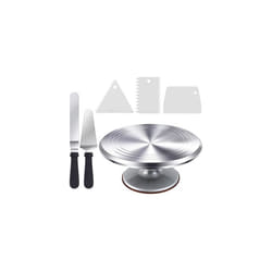 Cake Turntable, Ohuhu 12 inch Rotating Cake Stand, Aluminium Alloy Cake Decorating Kit with 2 Icing Spatula and 3 Comb Icing Smoother, Cake Decor